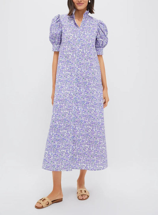 Floral Ruffle Collar Maxi Dress