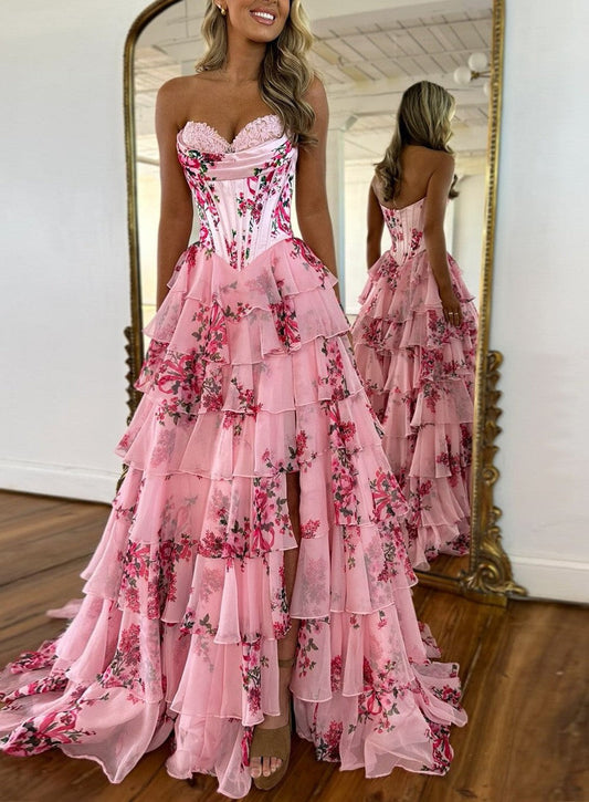 Pink Floral Corset Dress