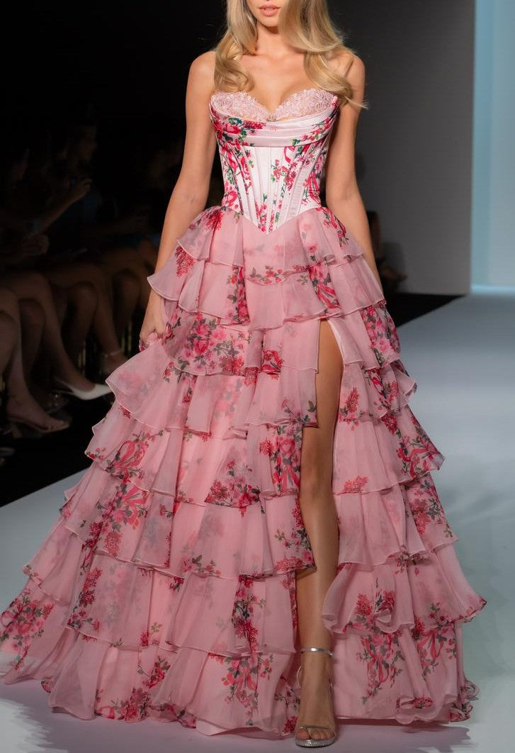 Pink Floral Corset Dress