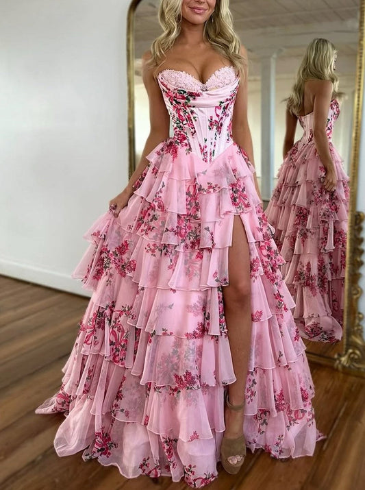 Pink Floral Corset Dress
