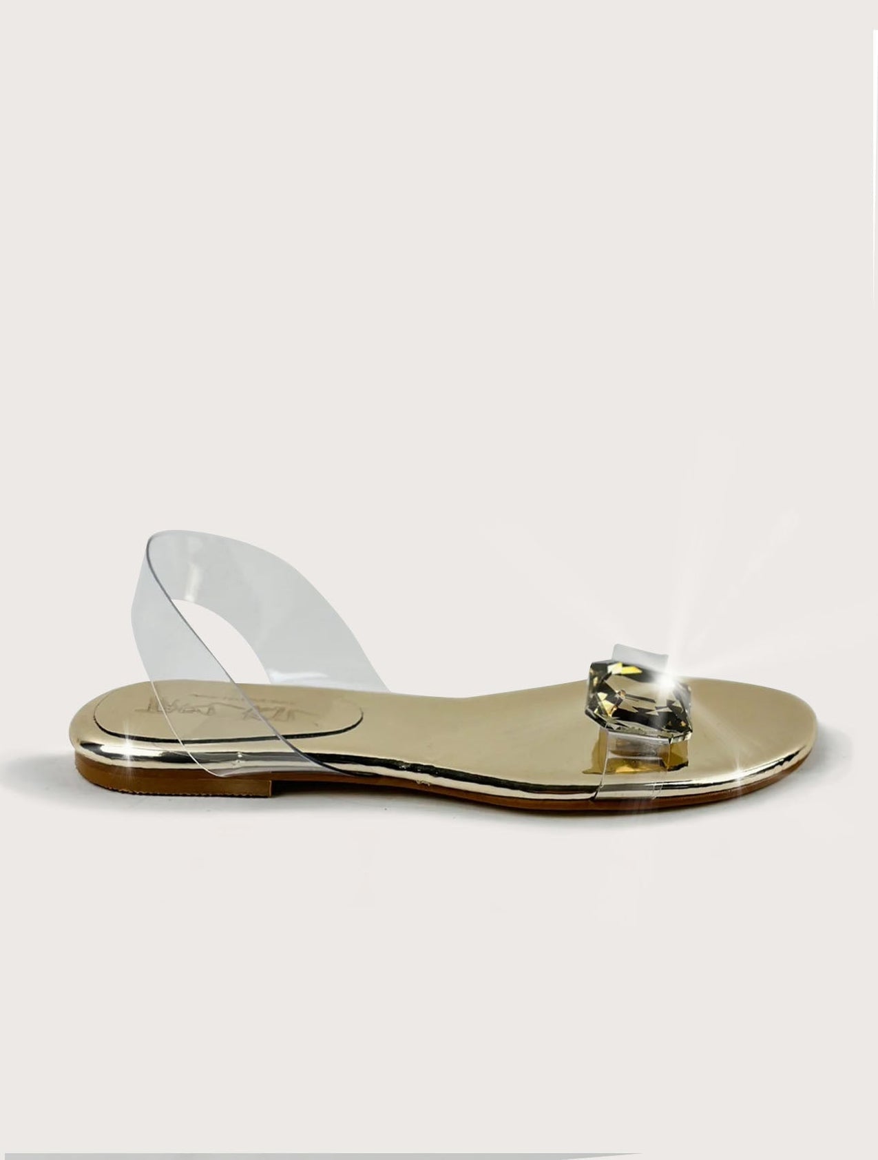 Bronze Crystal Flat Sandals