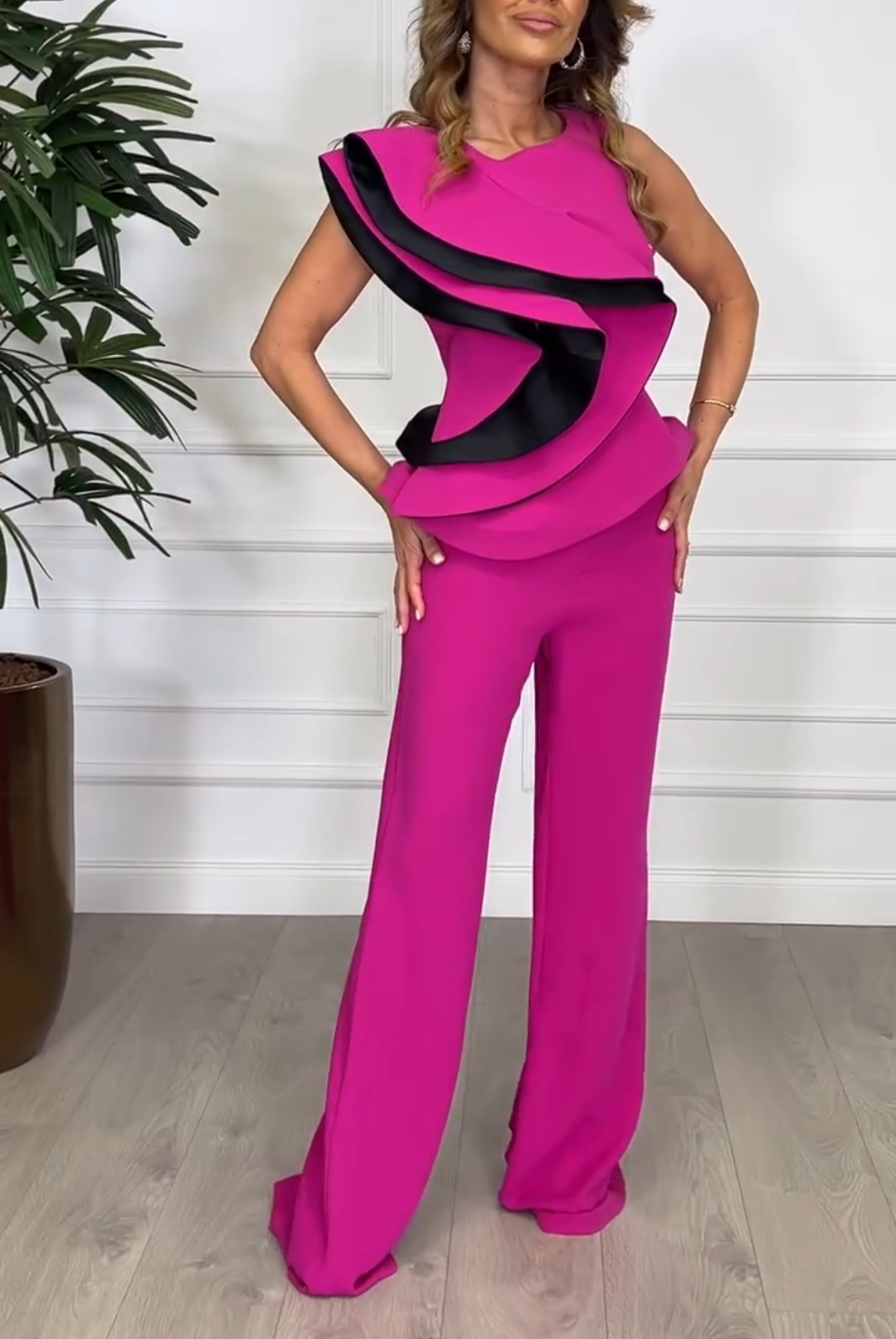 Rose red unique and elegant suit