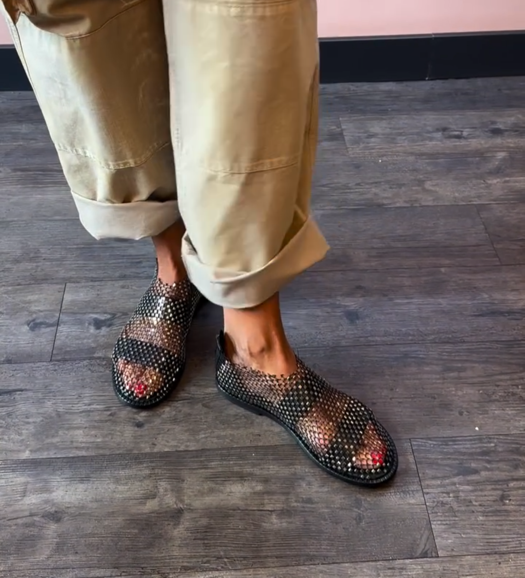 Summer new rhinestone mesh casual sandals