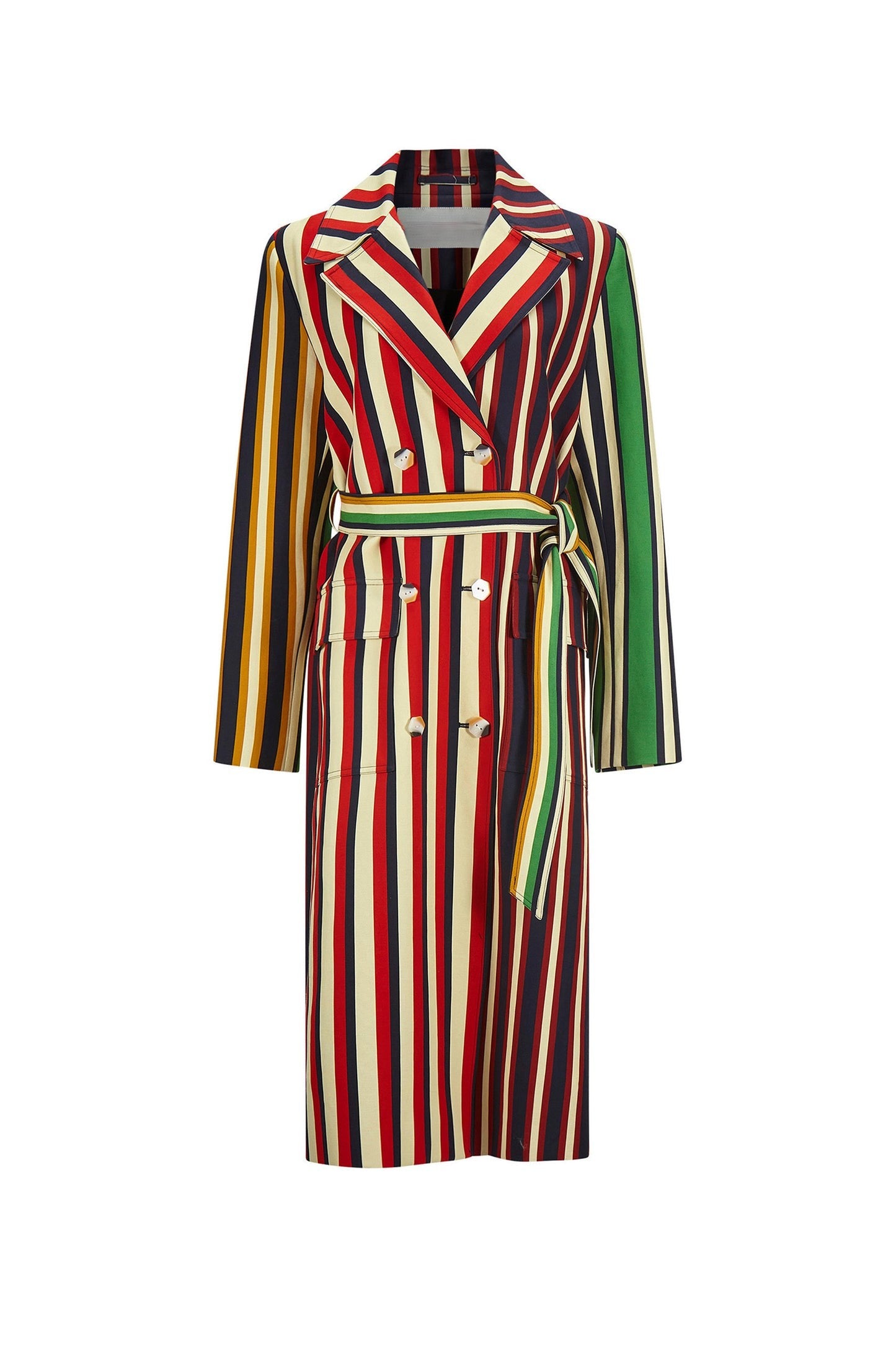 Stripe Long Trench Coat