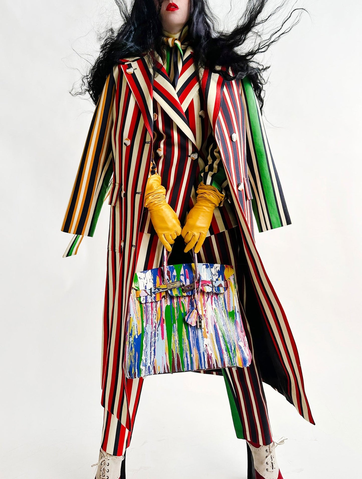 Stripe Long Trench Coat