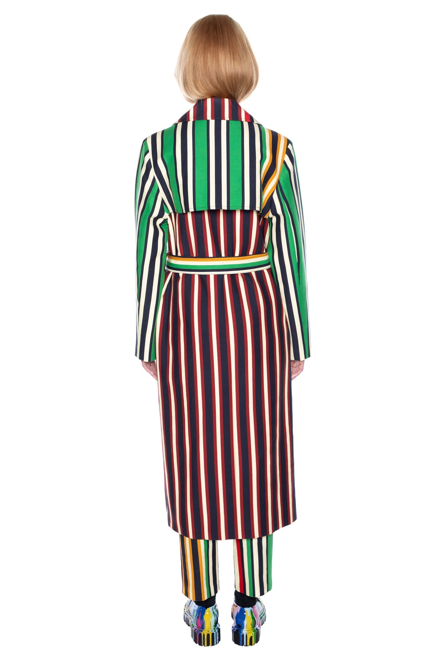 Stripe Long Trench Coat