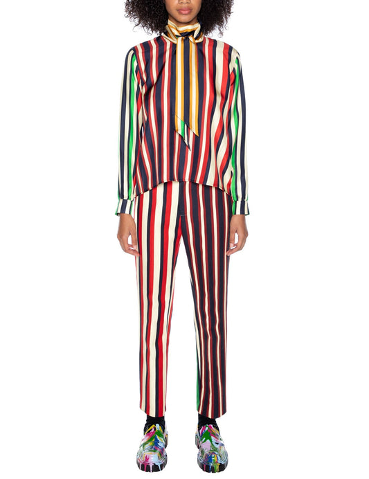 Stripe Slim Tie Blouse