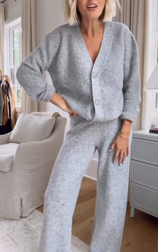 Women's Oversized Wool Cardigan and Pants Set