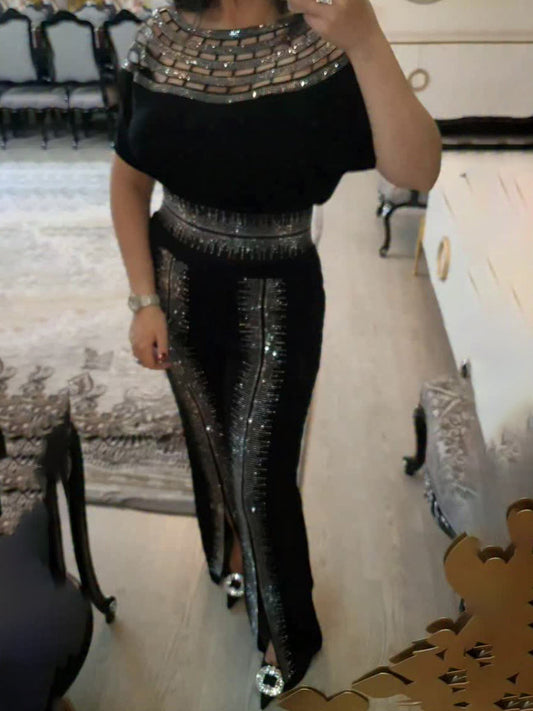 Rhinestone Sparkle Short Sleeve Jumpsuit