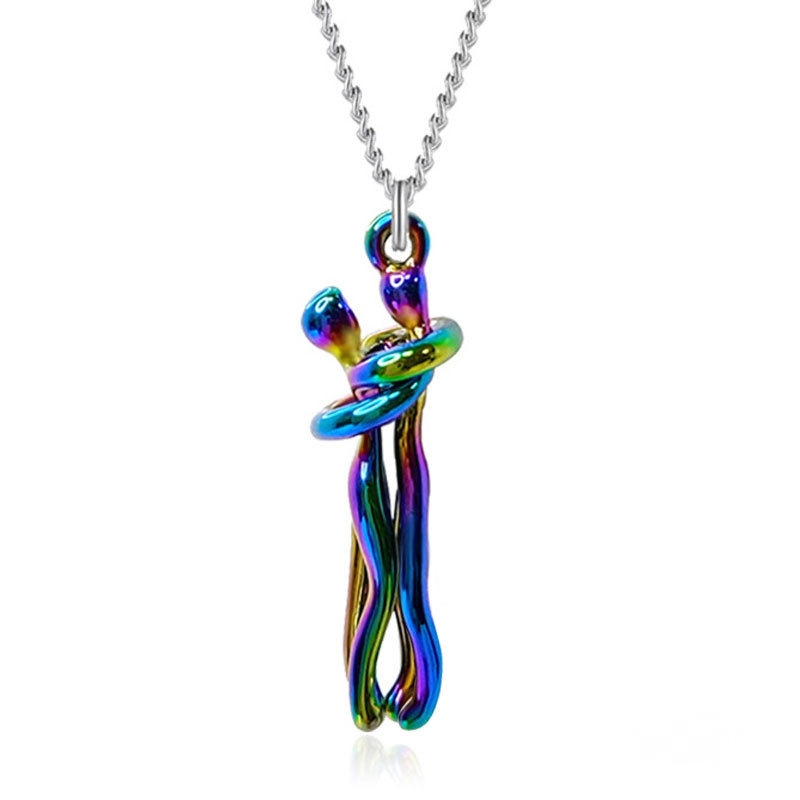 Couple Embrace Pendant Necklace