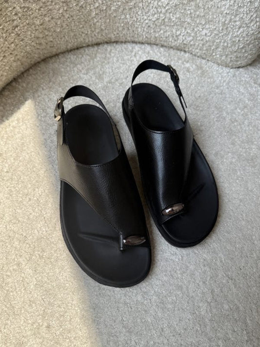 Women's leather soft-soled sandals