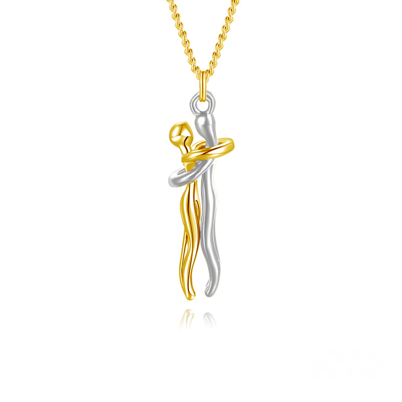 Couple Embrace Pendant Necklace